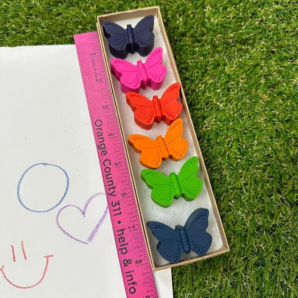2/$30 Butterfly Crayons (6), Kids Boys Girls Pretty Unique Colorful B-day Gift